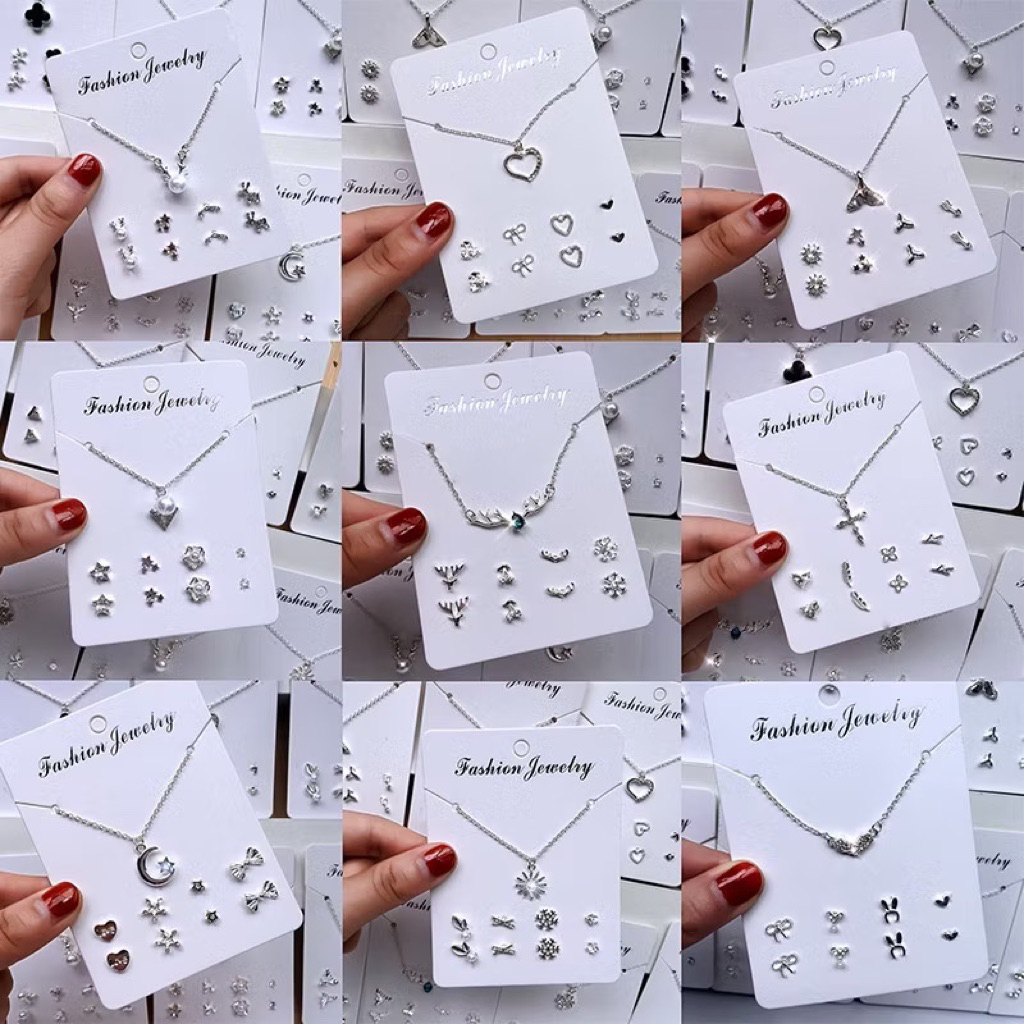 OSM Kalung Anting Set / Kalung Anting Set Fashion Wanita Korea Aksesoris Murah / Aksesoris Kalung An