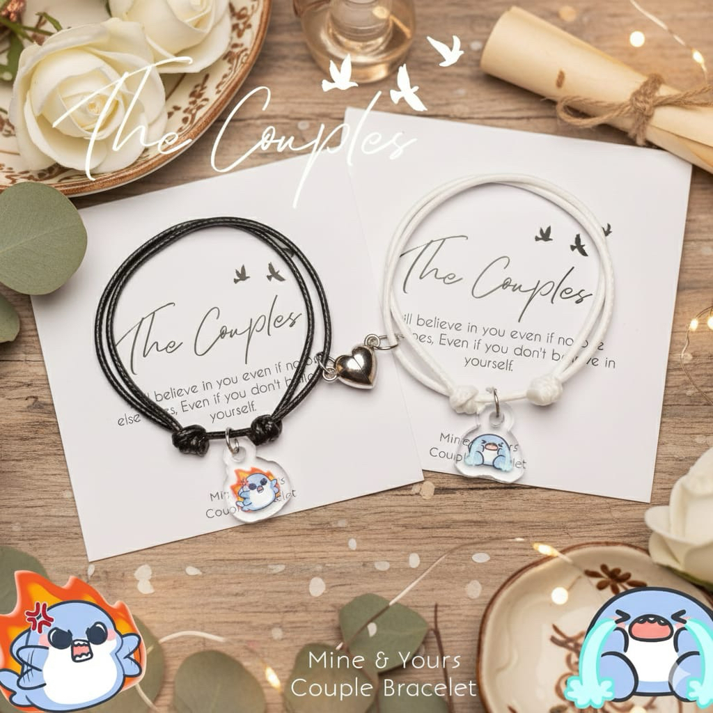 Sepasang Gelang Couple Magnet BLUE SHARK Couple Lucu Kekinian Sepasang | Couple Bracelet | Gelang Co
