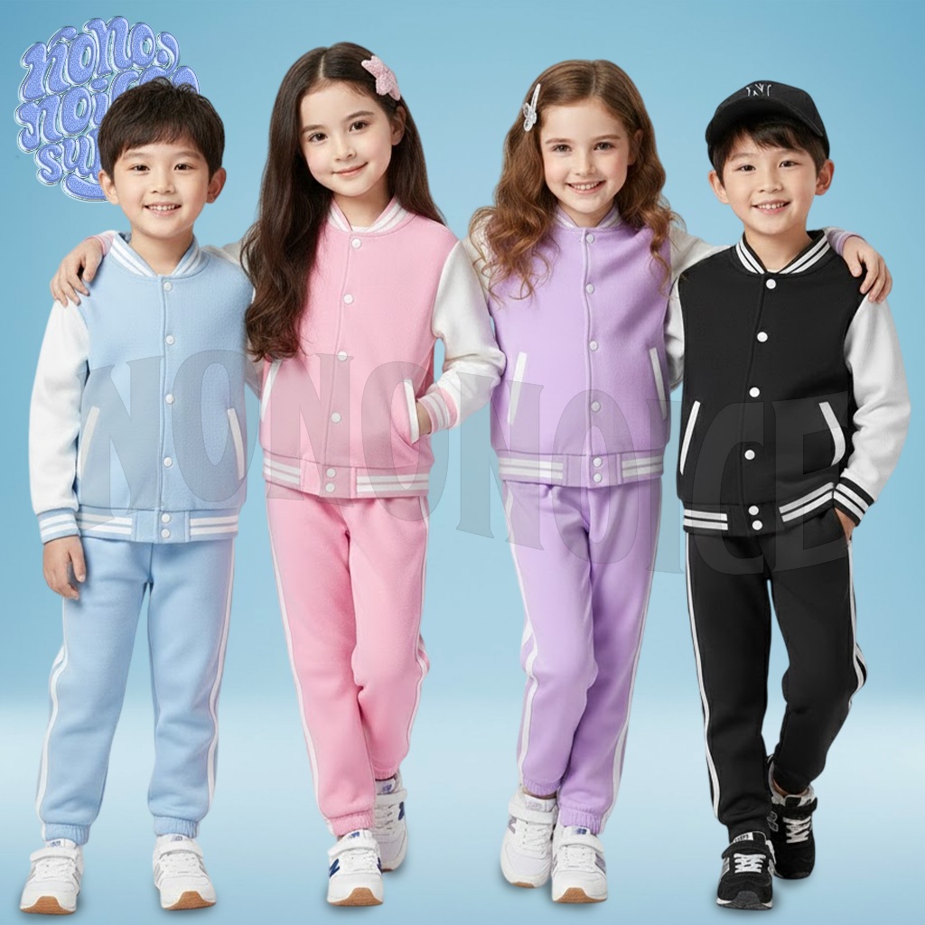 Jaket Anak Varsity Bomber Polos / Celana Training Anak Setelan Anak Bomber Varsity Celana Trening Mu