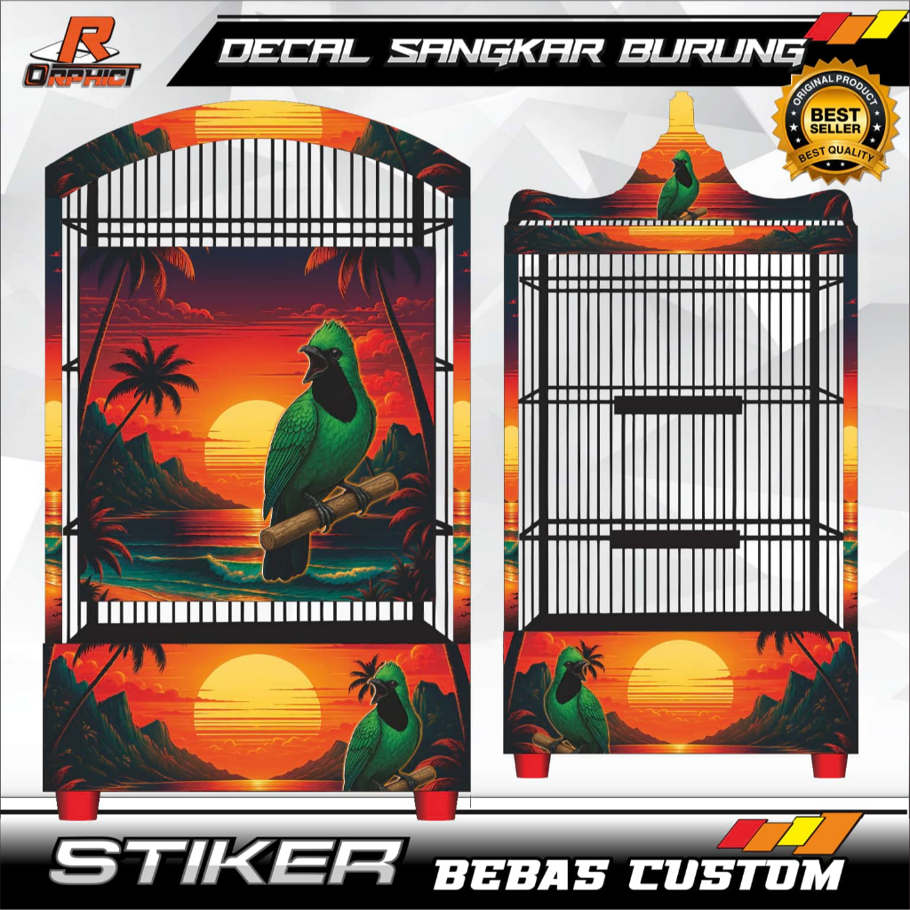 STICKER DECAL custom sangkar anti air cendet cucak ijo kenari kacer KANDANG BURUNG KOTAK STIKER UKUR