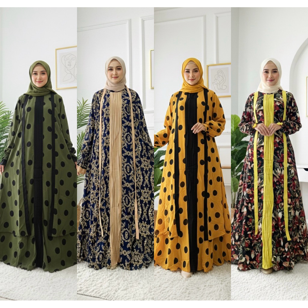 GAMIS SABYAN AMANDA BOUTIQUE CERUTY BABYDOLL LIPIT /GAMIS LEBARAN/GAMIS ORI/GAMIS TERBARU