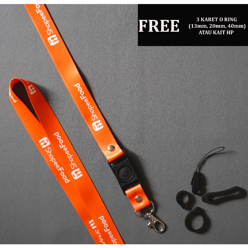 Lanyard Tali Gantungan HP ID Card Nametag ShopeeFood Orange