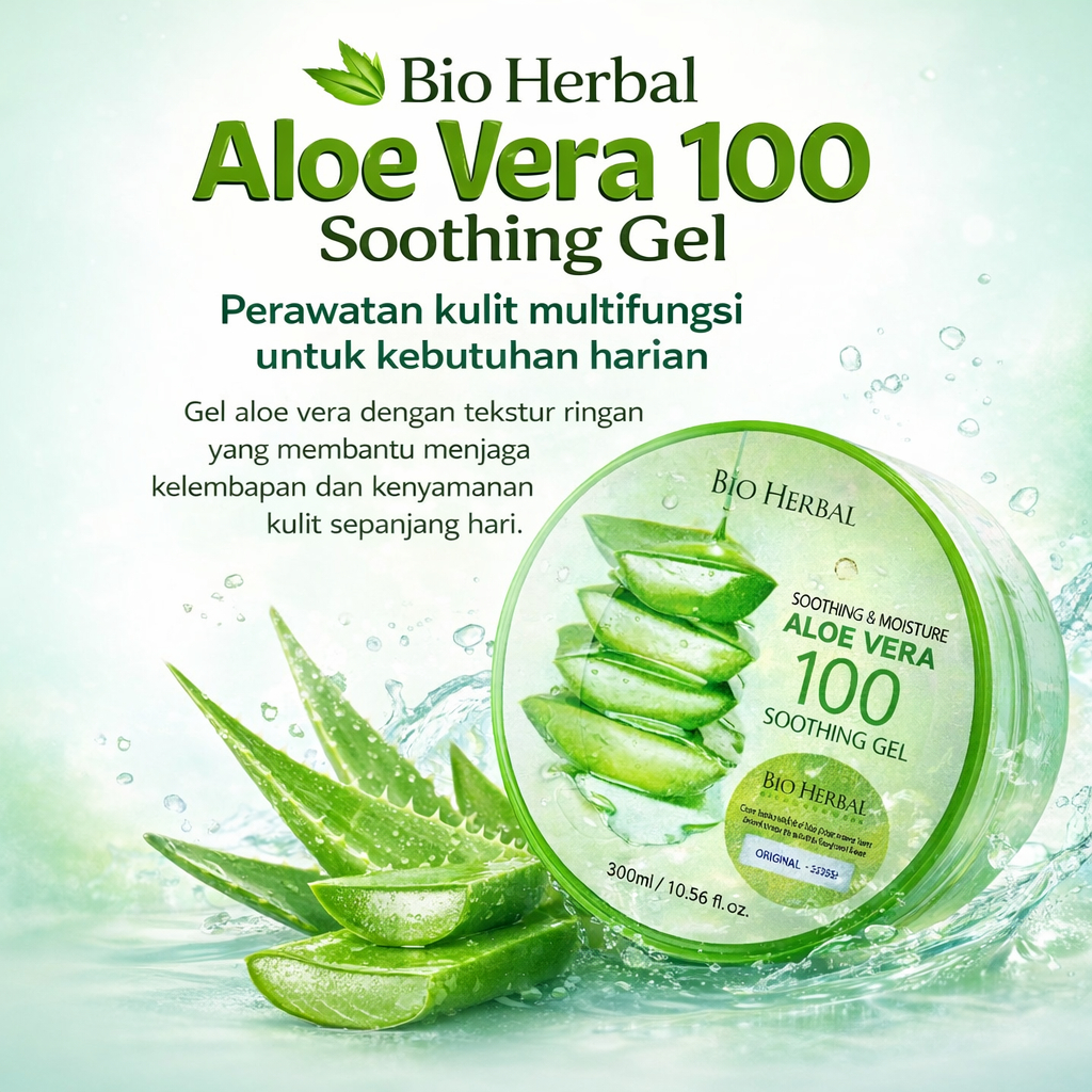 Bio Herbal Aloe Vera 100 Aloe Vera Gel, Aloe Vera Soothing Gel Gel Lidah Buaya, Aloe Vera 300ml