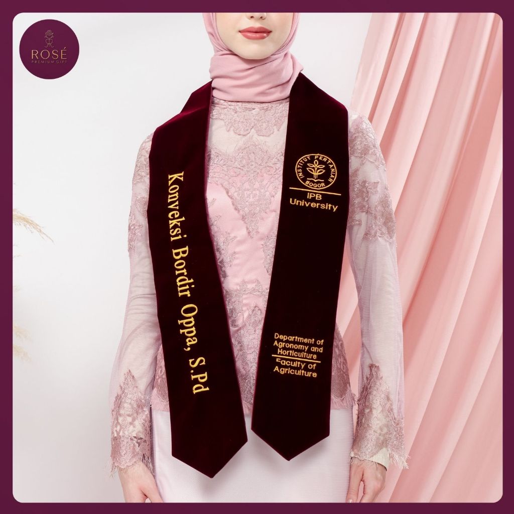 [1 Hari Jadi] Selempang Wisuda Leher Slempang Wisuda Kalung Dua Sisi Bordir Bahan BLUDRU PREMIUM