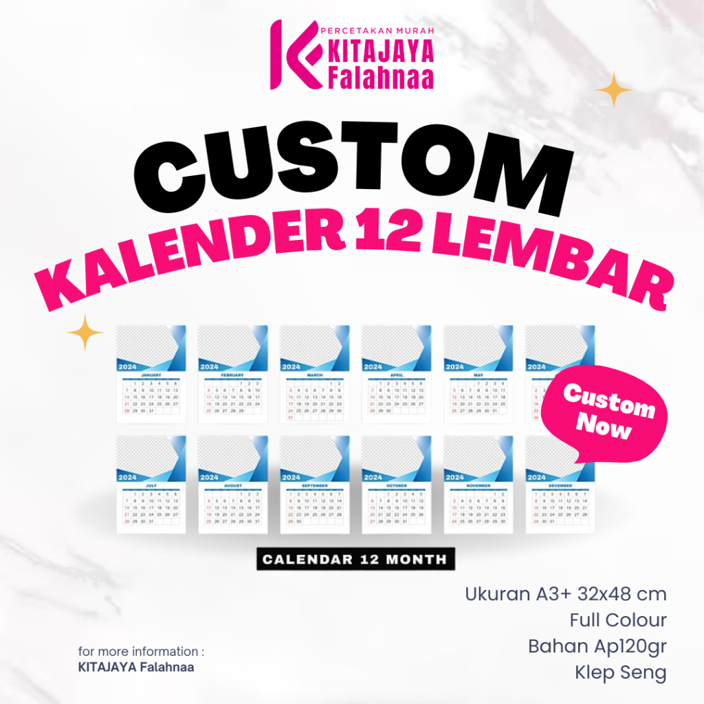 Kalender 2026 Custom 12 Lembar