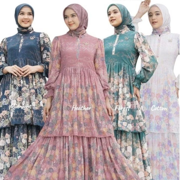 ARABELLE SCARF SERIES DRESS CLEMENTINE SERIES GAMIS RUFFLE MEWAH PATTERN BUNGA MEWAH TERBARU CERUTY 