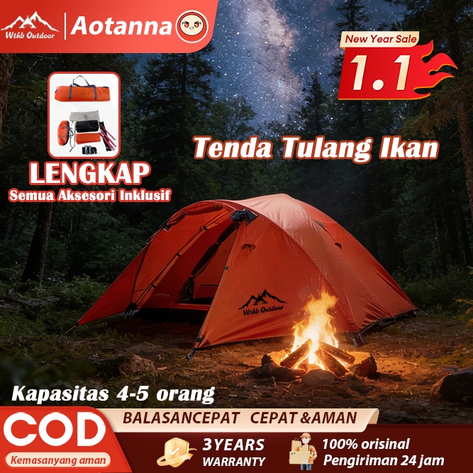 Tenda dome camping Tenda compass fiber 5-6 orang double layer tenda compas fibre waterproof tenda lw