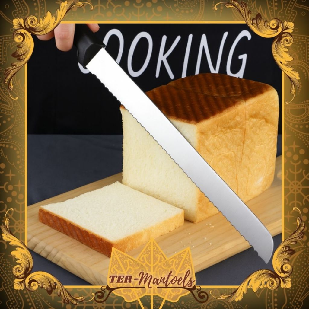 Pisau Pemotong Roti Stainless Pisau Gerigi Panjang Pisau Kue Roti Bergigi
