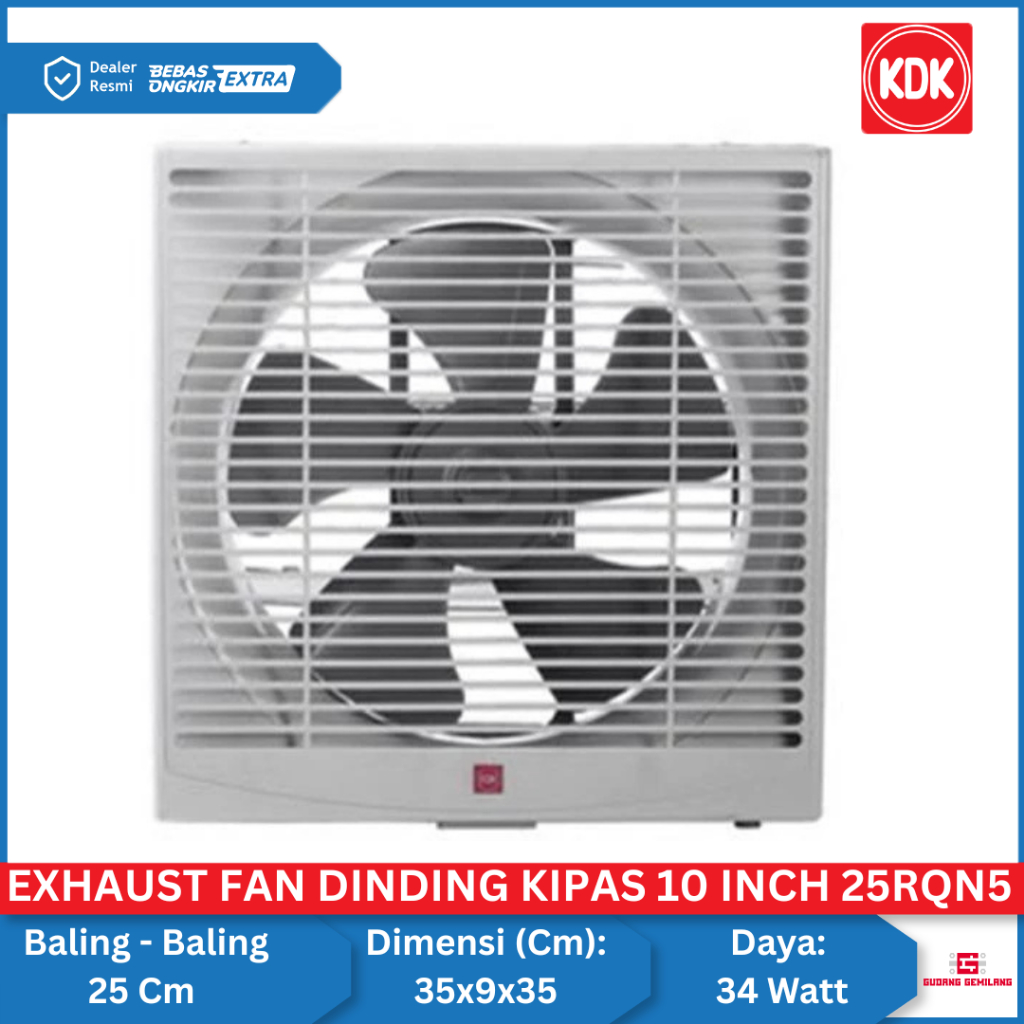 Kipas Angin Dinding Eksos Exhaust Fan Dinding 10" 10 Inch 25RQN5 KDK