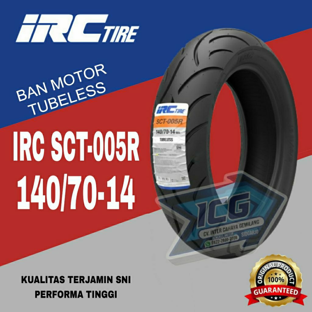 BAN MOTOR TUBELESS IRC 140/70-14 SCT-005R UNTUK MOTOR AEROX, XMAX, PCX, VARIO 16O