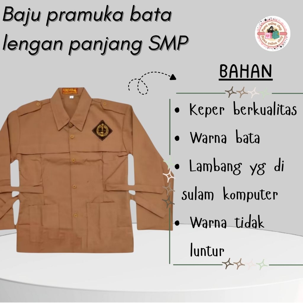 Baju Pramuka keper bata lengan panjang putri SMP