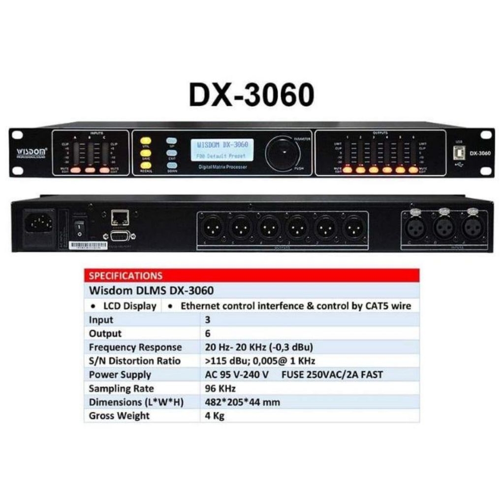 Management Wisdom DX3060 DLMS 3 In 6 Out Driverack Wisdom DX 3060 Original