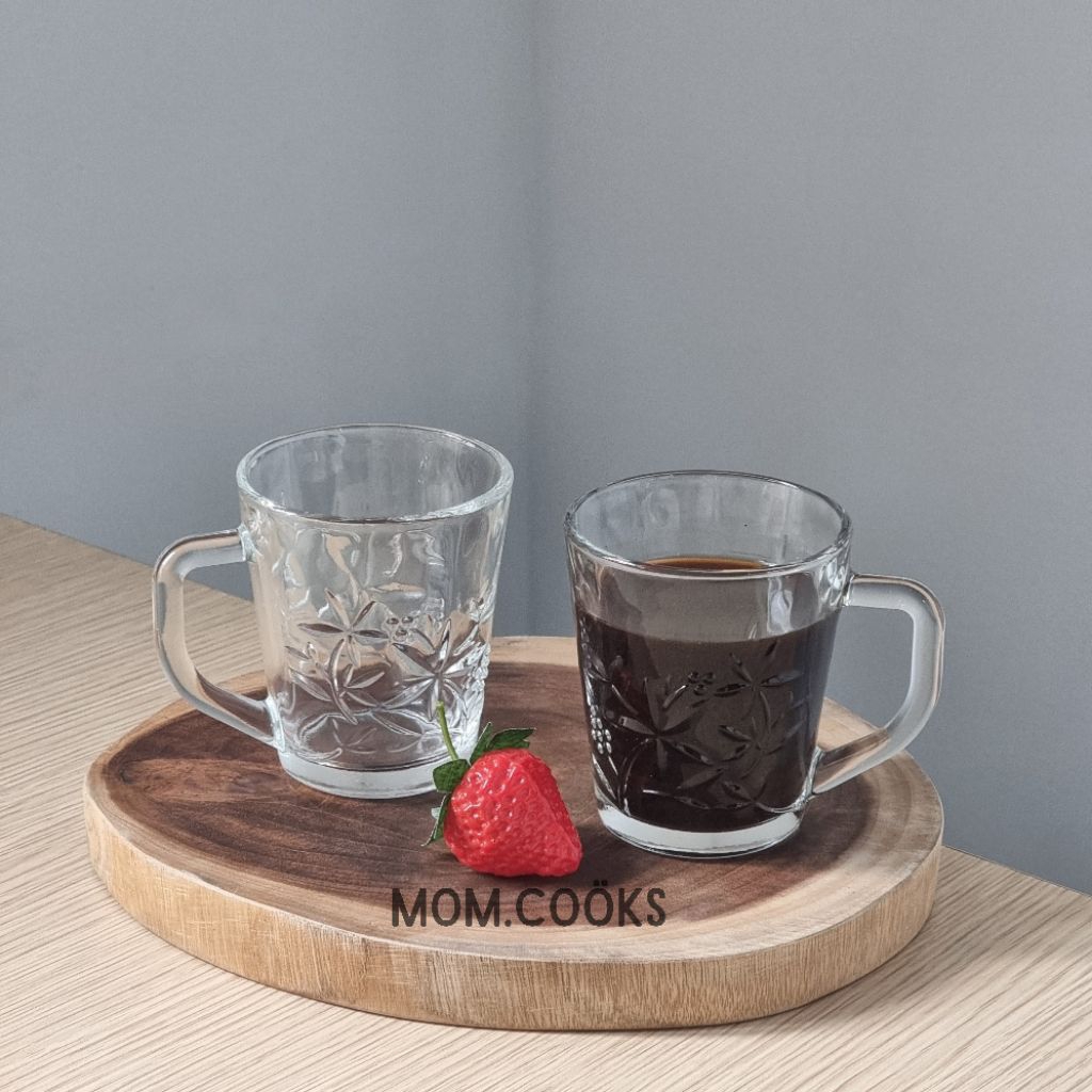 M409 [6 PCS] GELAS KOPI KACA GELAS MINUM GELAS KOPI GELAS MURAH GELAS SOUVENIR GELAS WARTEG MOTIF BU