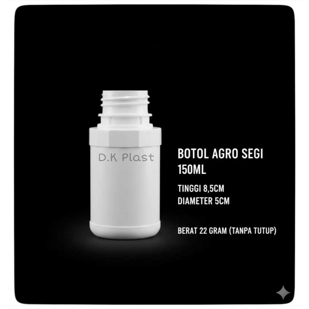 Botol AGRO segi 150ml segi Botol Plastik 150ml Botol Kapsul Capsule Obat Botol labor gerigi 150ml HD
