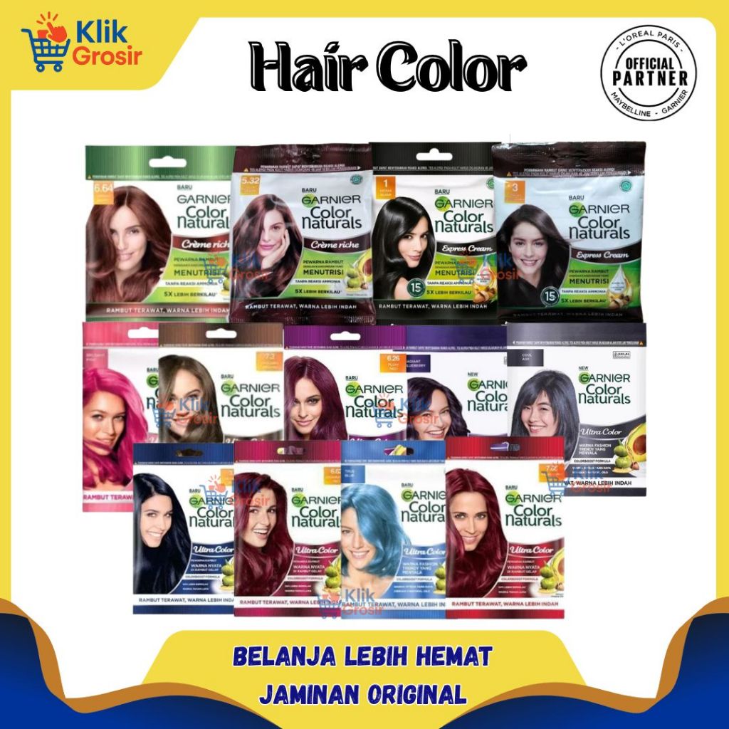 GARNIER Color Natural Express Cream Sachet – Pewarna Rambut Praktis  Cat Rambut Pria & Wanita
