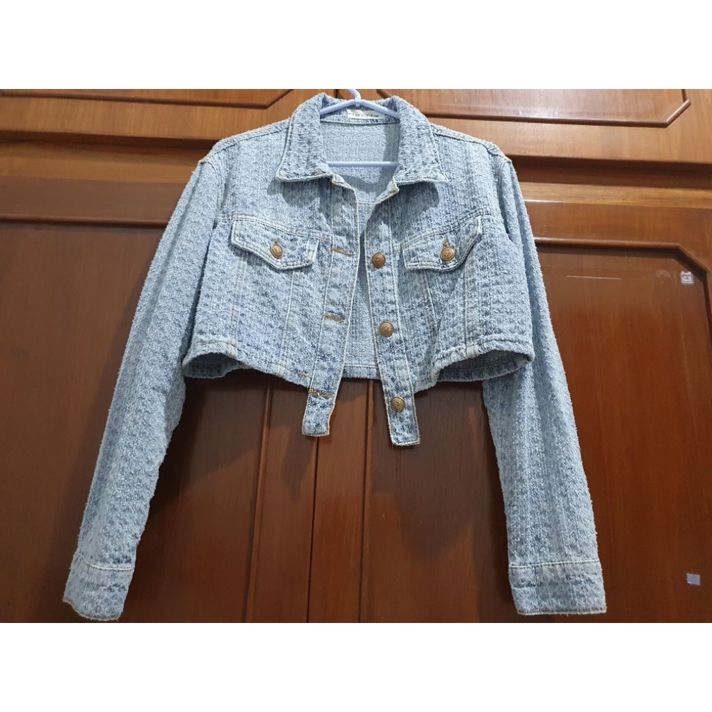 preloved set jaket rok wanita denim jeans