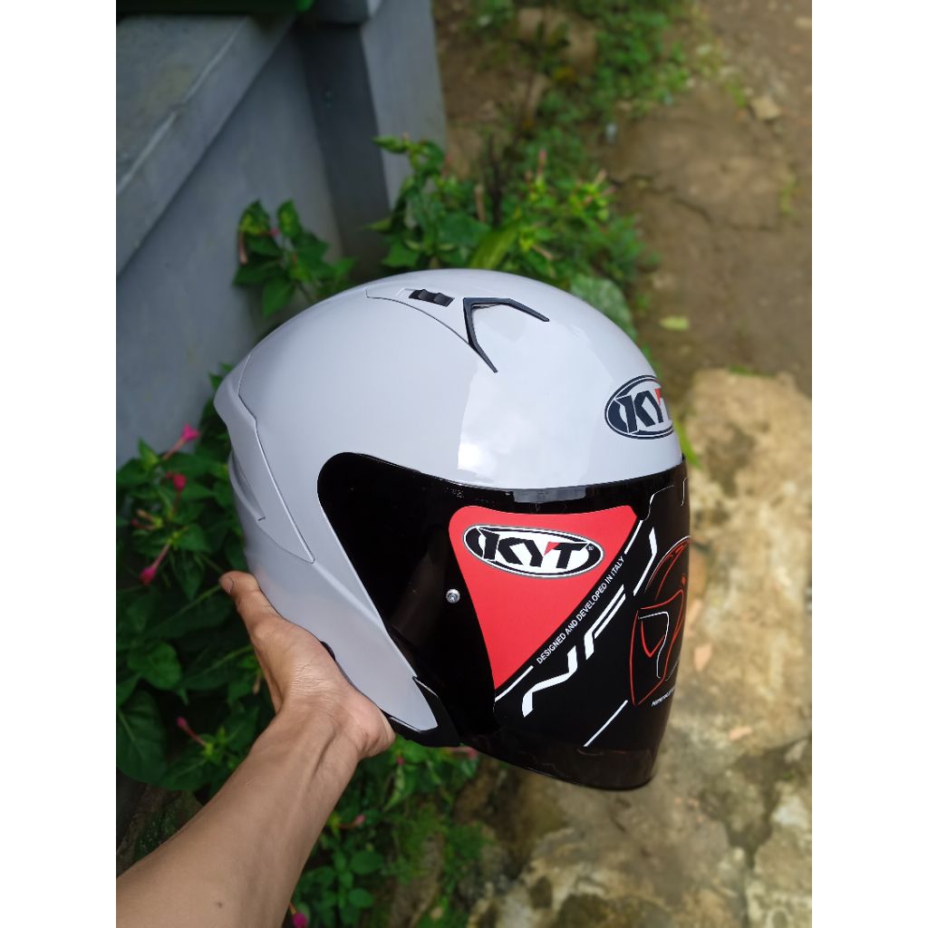 helm kyt nfj asphalt grey new baru helm halface kyt nfj original