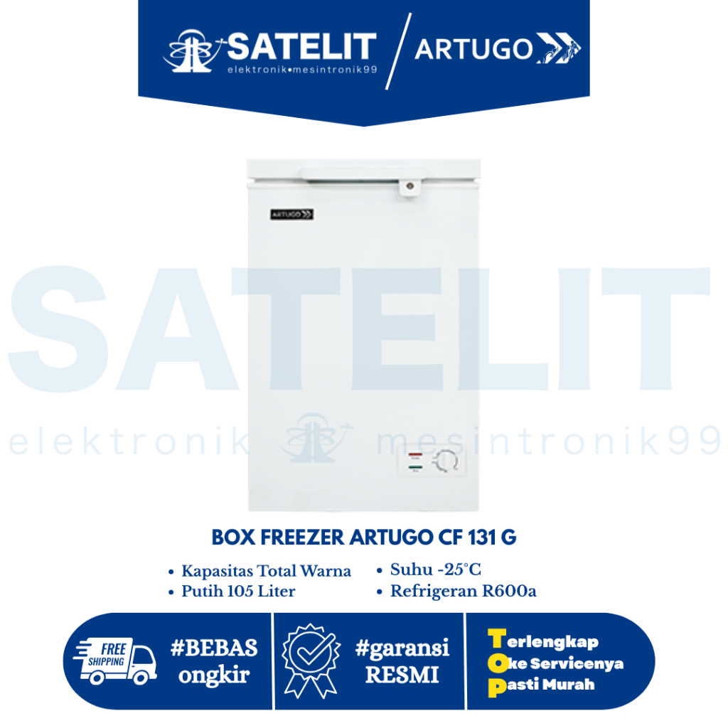 Box Freezer Artugo CF-131G PCM Putih Chest Freezer 100L Hemat Listrik