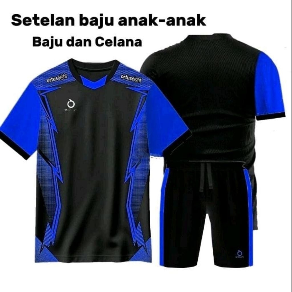ortusSport setelan jersey anak-anak warna Biru BCA cocok untuk olahraga futsal baju dan celana pende