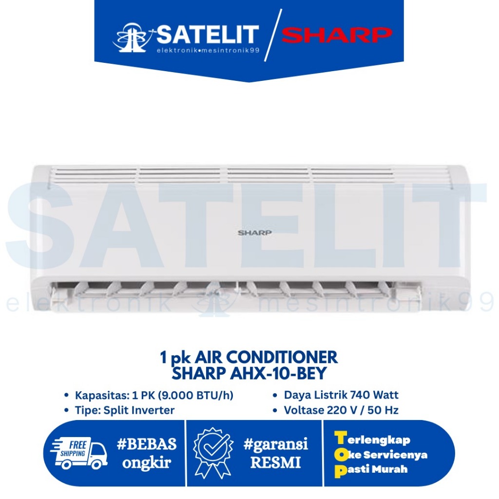 AC Sharp 1 PK AH-X10-BEY | AC Split Sharp 1PK | Hemat Listrik | Freon R32 | Pendingin Cepat