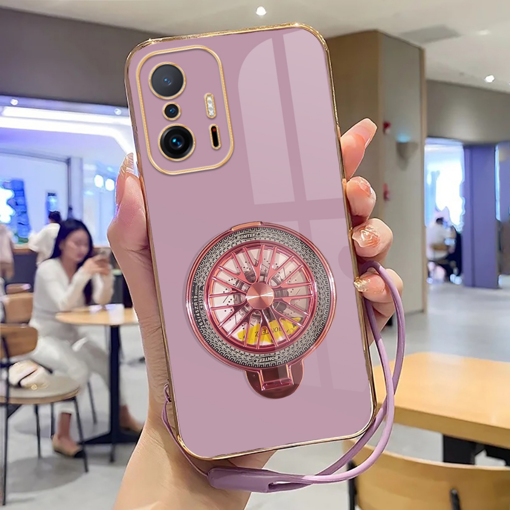 Case Xiaomi 11T, 11T Pro Soft Case Stand Holder Ring Fun Silicone Luxury Plating