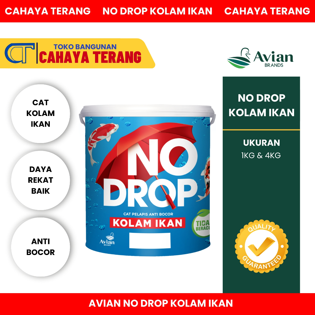 Avian No Drop Kolam Ikan / Cat Kolam Ikan Warna Biru dan Hitam - Kemasan 1 Kg