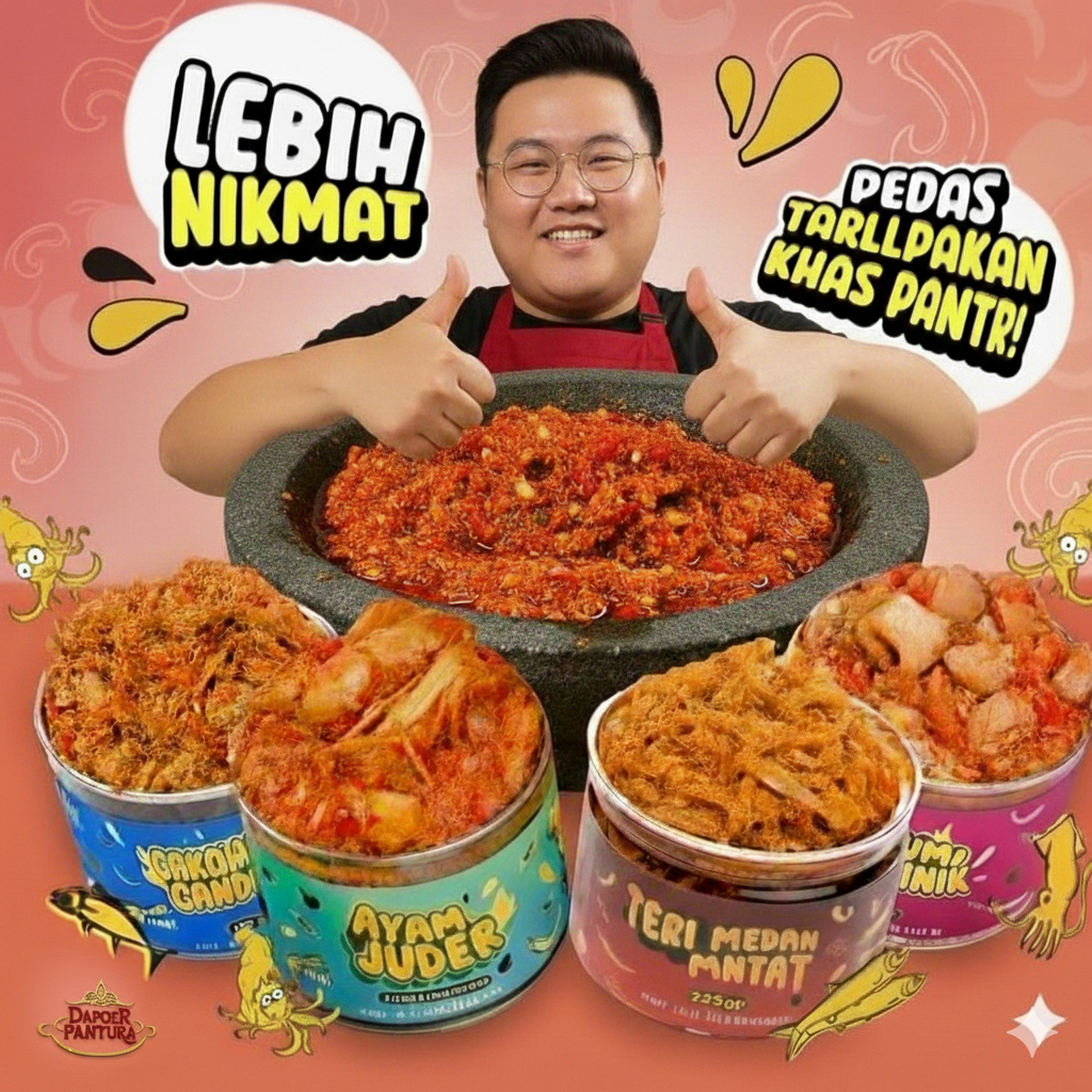 Sambel Paket Hemat Isi 5 Kaleng - Cumi Pedas / Baby Cumi/ Cakalang Hot / Teri / Ayam Suwir 130 gr