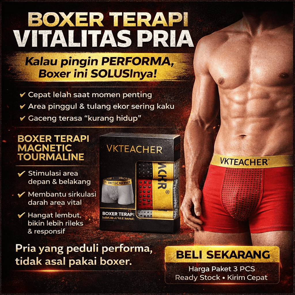MINILOVE VKTeacher Boxer Terapi Vitalitas Pria Celana Dalam Performa Lelaki Magnetic Tourmaline Kare
