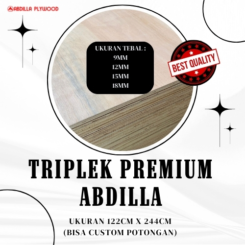 ABDILLA Triplek Kayu Lapis Semi Meranti PREMIUM 122x244 cm Tebal 3mm-18mm Bisa Custom Potongan Harga