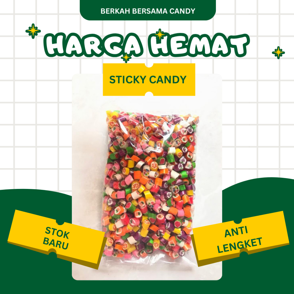 Permen Sticky Candy Premium 1kg Rasa Buah untuk Dijual Kembali