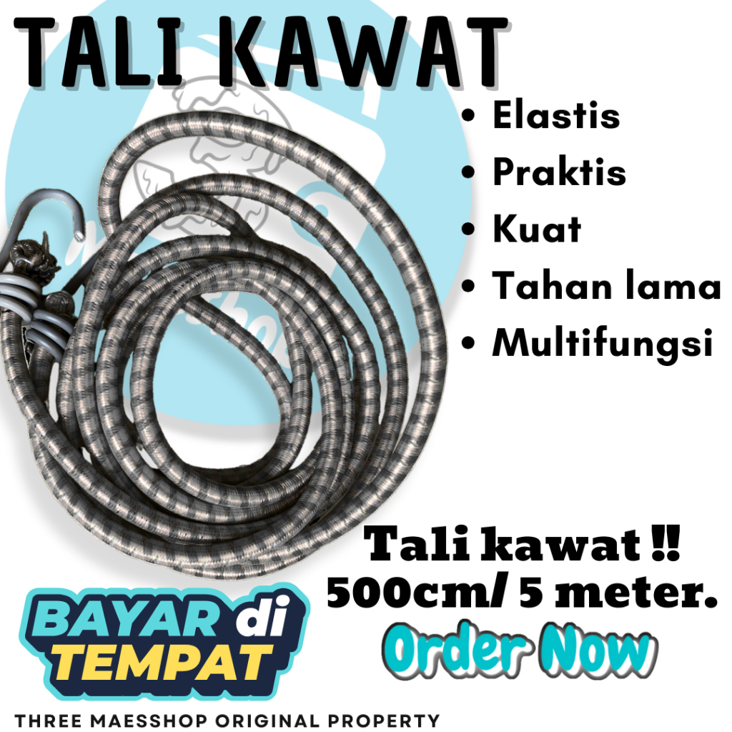 Tali karet pengikat barang bawaan motor mobil kuat multifungsi 5Meter