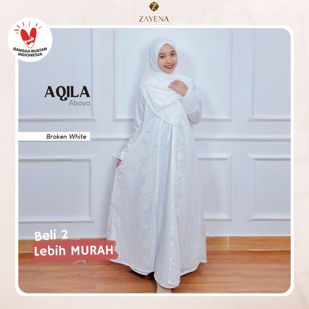 ZAYENA - Aqila Abaya Polos Brukat Hitam Putih