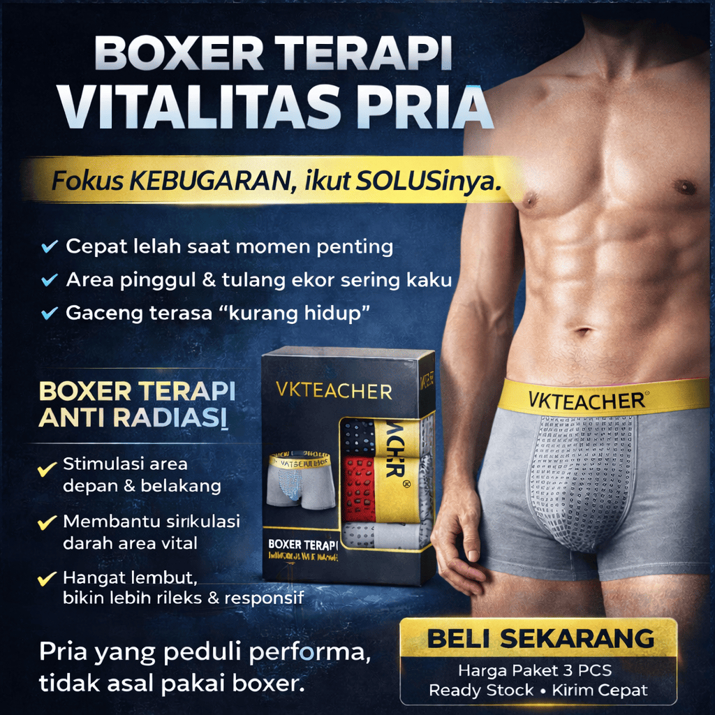Celana Dalam Pria Dewasa TERAPI SPORT BOXER Celana Sehat Vitalitas Pria CD Laki Karet Luar Nilon