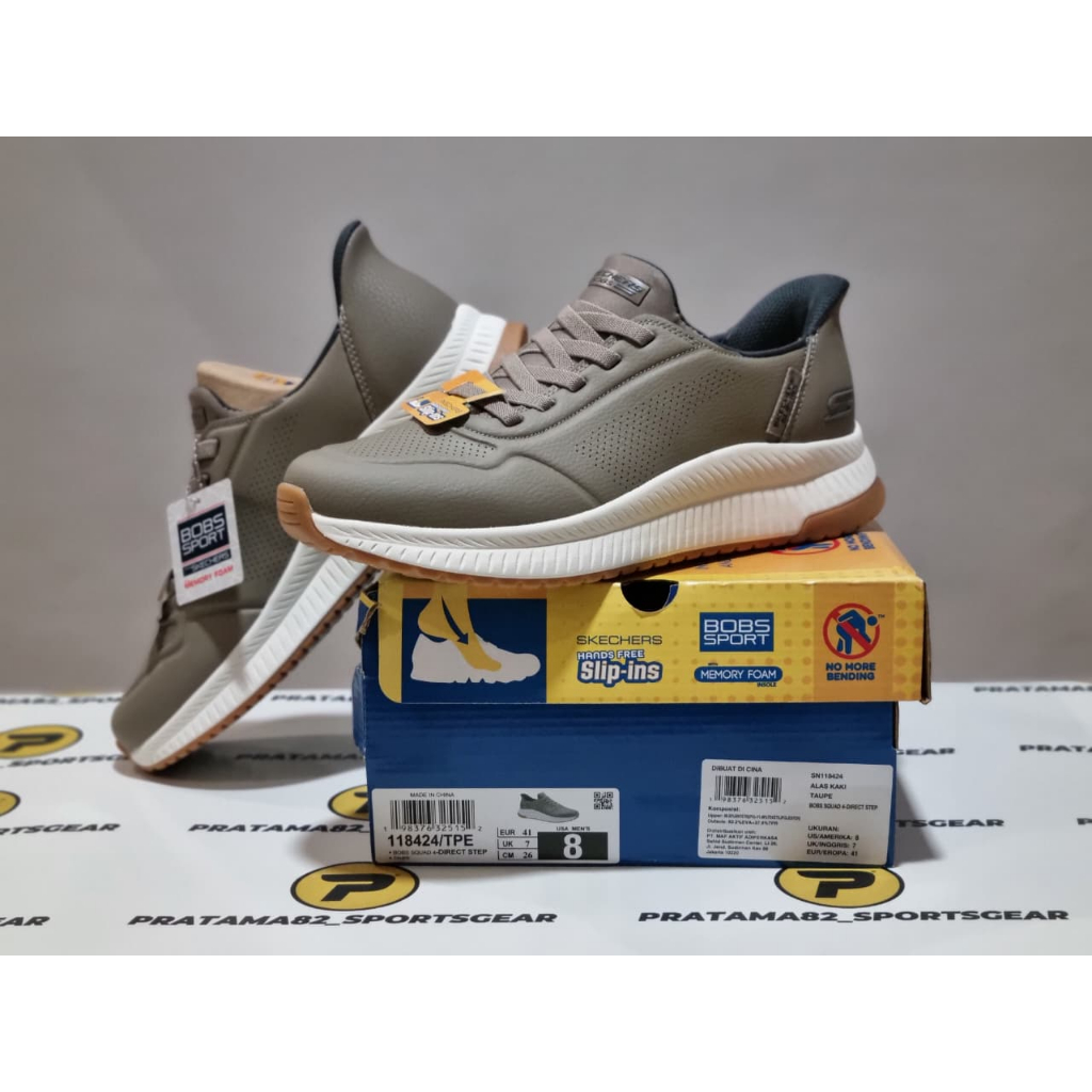 SIZE 41 ( 26 CM ) - ORIGINAL ASLI SKECHERS SLIP-INS BOBS SPORT SQUAD 4 DIRECT STEP ON LEATHER KULIT 