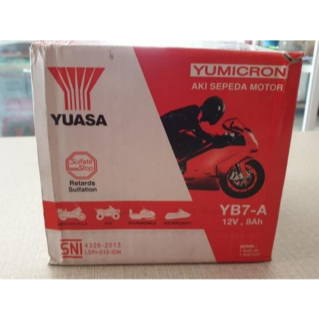 Aki Motor Suzuki Thunder 125 Merk Yuasa Basah Type YB7A-BA (8Ah)