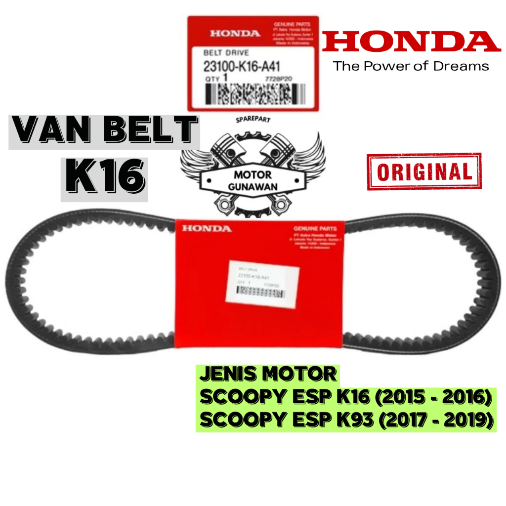 23100-K16-A41 ORIGINAL Van Belt V-Belt K16 Scoopy ESP K16 K93 Ring 12 & 14 2015 - 2019