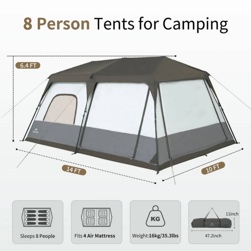 TENDA CAPE 12.9 FAST AUTOMATIC CABIN TENT 6-8P NATUREHIKE CNK2350WS016