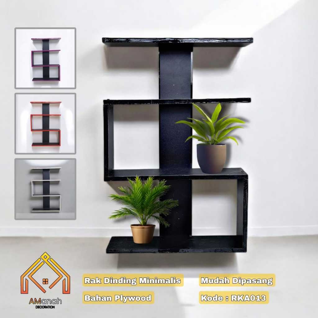 RAK POT BUNGA GANTUNG MINIMALIS RKA013 / RAK HIASAN DINDING KAYU MINIMALIS PENGHEMAT TEMPAT