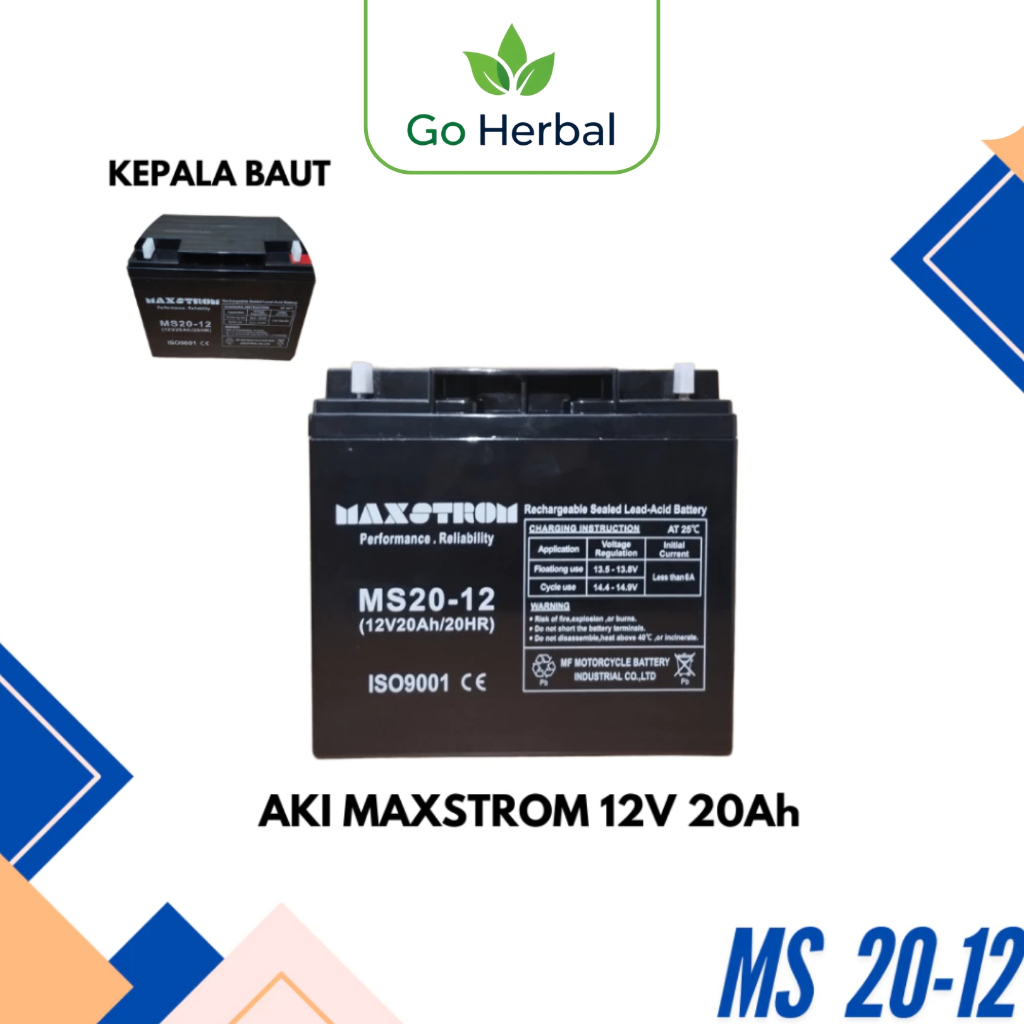 Aki Maxstrom Aki Kering Aki Genset Aki Emergency 12V 20AH