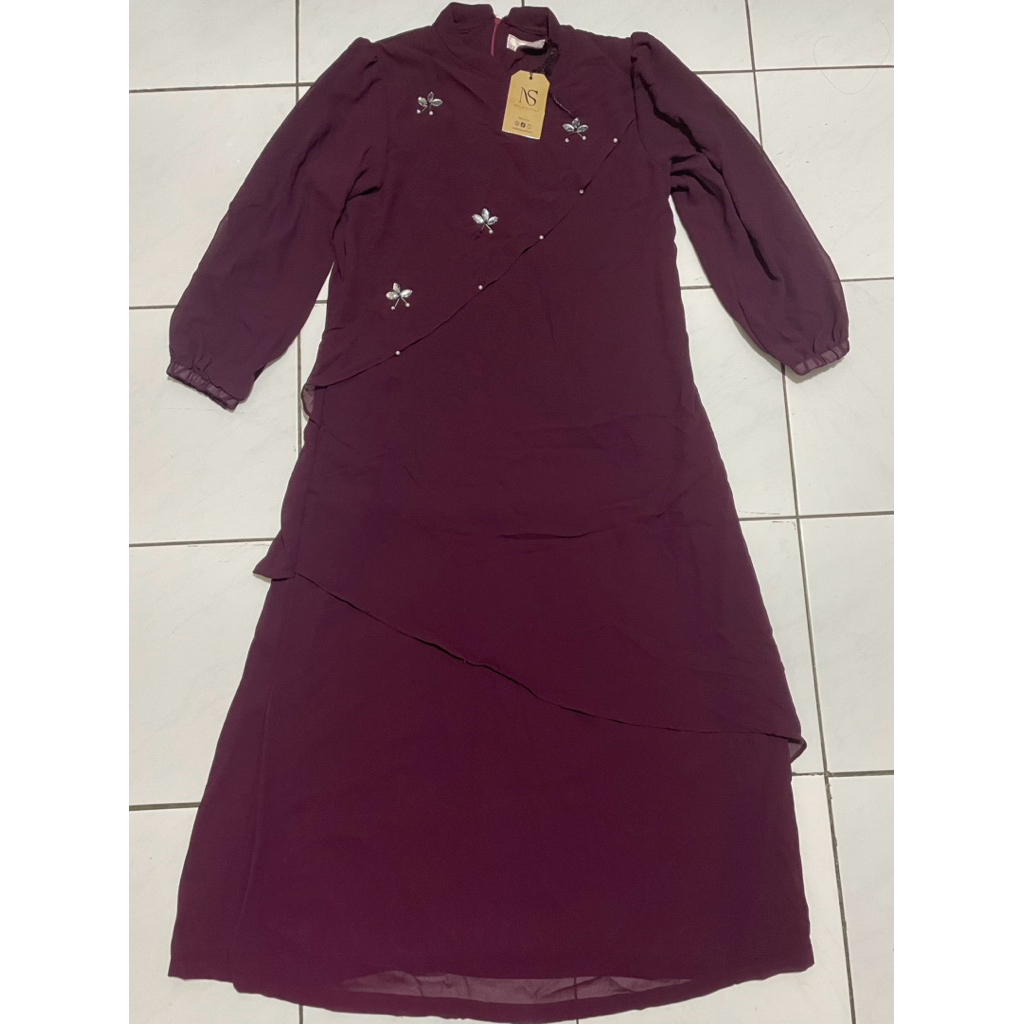 Gamis lebaran kondangan burgundy dress muslim