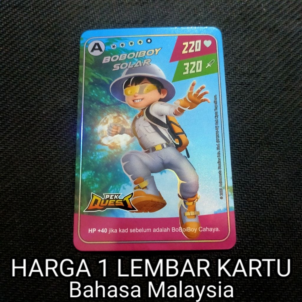 (HARGA SATU KARTU) Boboiboy Monsta Galaxy Card Boboiboy Solar Dari Pek Quest