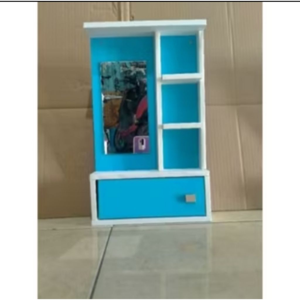 (KIRIM CEPAT) CERMIN KACA MINIMALIS/ RAK KOSMETIK MUNGIL/ TEMPAT MAKE UP TEMPEL DINDING