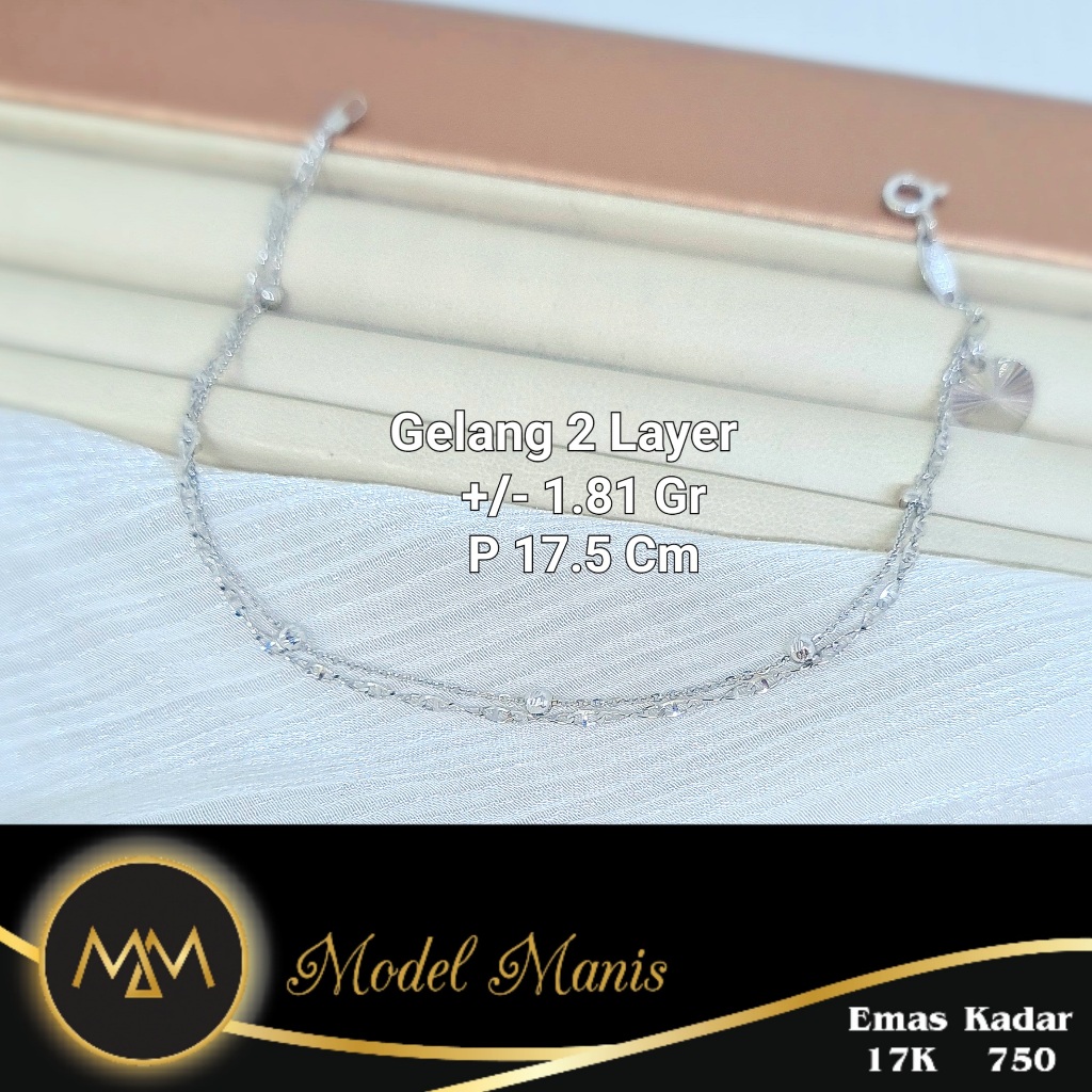 Gelang Jedar Ulir Putih 750 kadar 17k