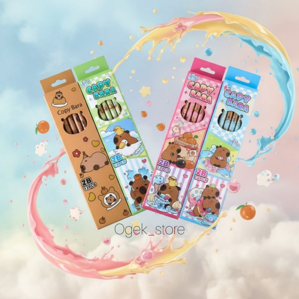 1PACK PENSIL 2B KARAKTER ANAK CAPYBARA/PENSIL FANCY LUCU PENGHAPUS