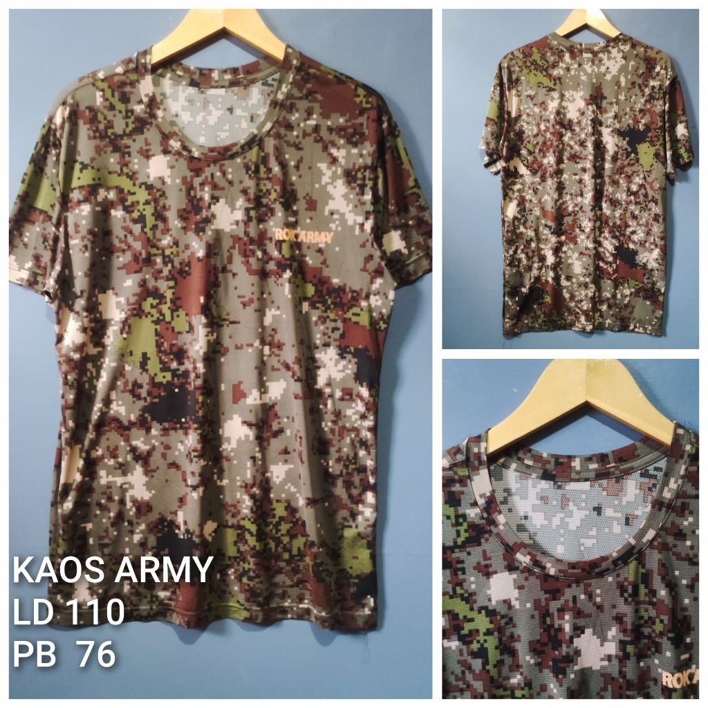 kaos camo loreng ARMY pria wanita bekas pakai. bahan Jersey