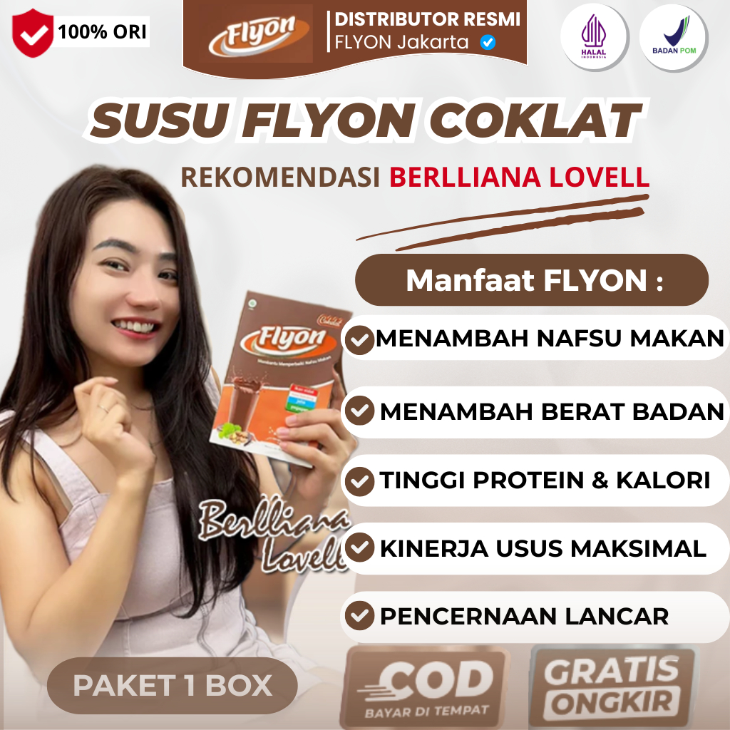 SUSU FLYON Penggemuk Badan Wanita Vitamin Penambah Nafsu Makan dan Berat Badan Pria Susu Bubuk Prote