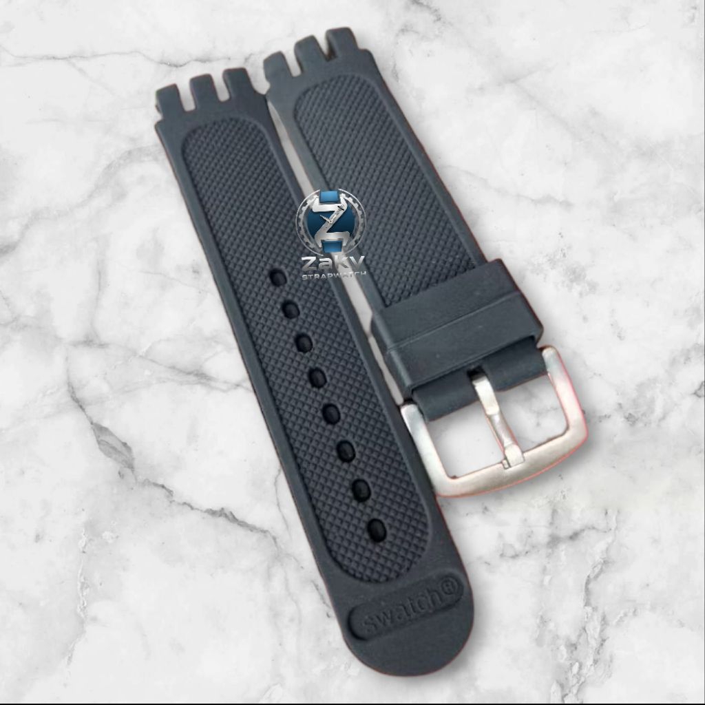 Strap Tali Jam Tangan Rubber Swatch Scuba Hitam 20mm