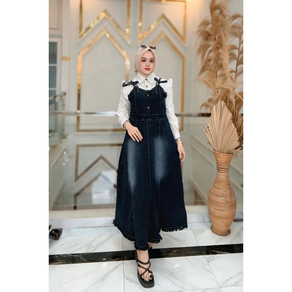 Ella Trendy Gamis Premium Jeans street_semi wol Lucinta