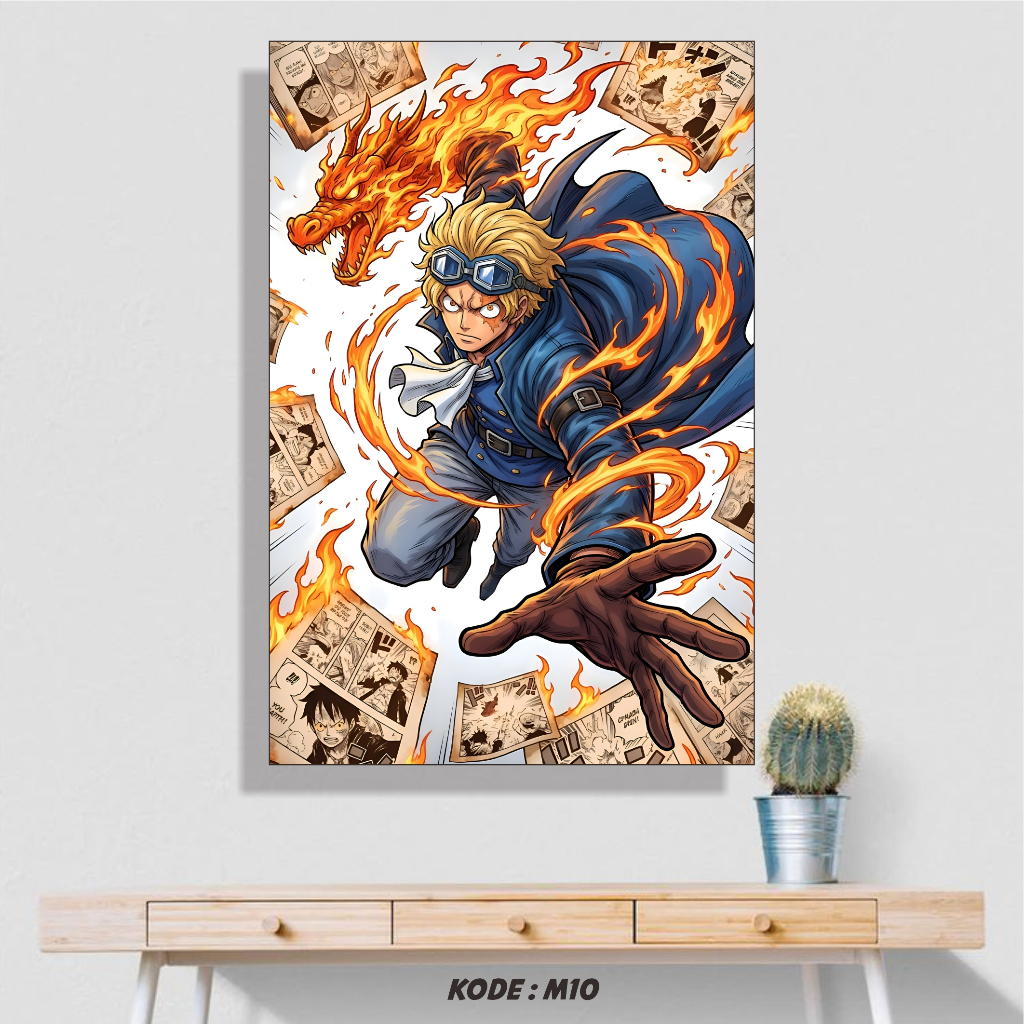 Sabo One Piece Poster Anime One Piece Hiasan Dinding dengan MDF Ukuran Besar 40 x 60 cm