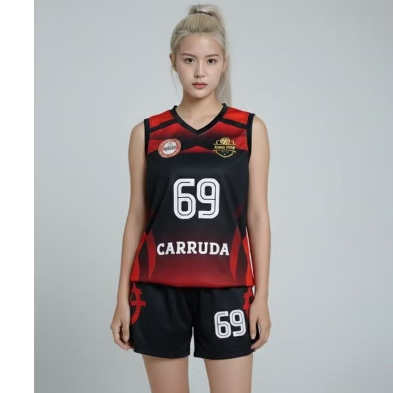 MOC JERSEY Jersey Voli Cewek Cowok Merah Blood  Big Size Jumbo Premium FullPrinting Custom